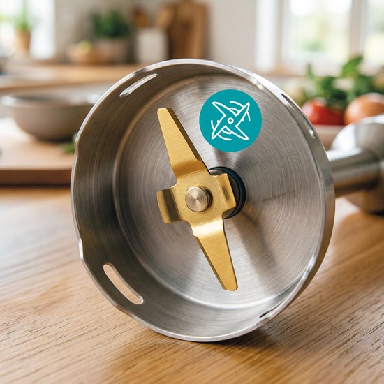 ARIVA-6 in 1-Staafmixer-Led-display-Accessoires-1500W-Mixen, hakken, kloppen-Titanium mes-0.8L-Standaard-Keukenmachine-Deeghaken-Garde van Ariva — afbeelding 4