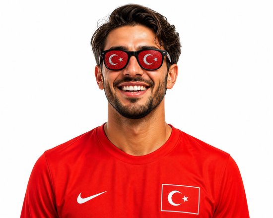 Turkije Vlag Zonnebril - VlaggenBril - Turkije no.1 - Supporters Bril - Türkiye Fans - Festival / WK - Rood Wit — afbeelding 3