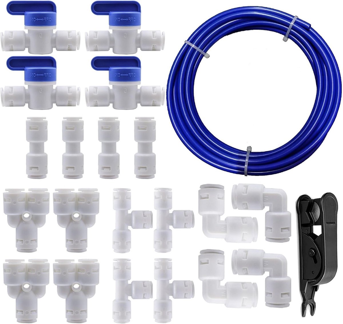 Universele Watertoevoerslang Aansluitkit met Koppelingen voor Waterfilter en Koelkast - 10 Meter Blauw