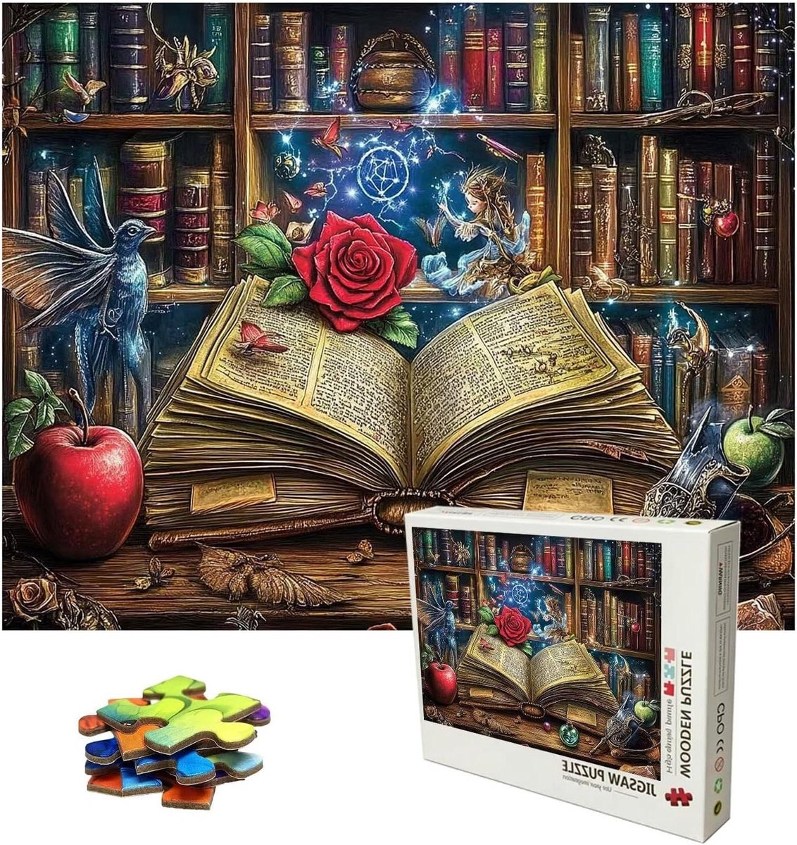 Houten Puzzel - Legpuzzel Volwassenen - Ontspanning en Geestelijke Training - Premium Lindehout Kwaliteit - 75 x 50 cm - Roos