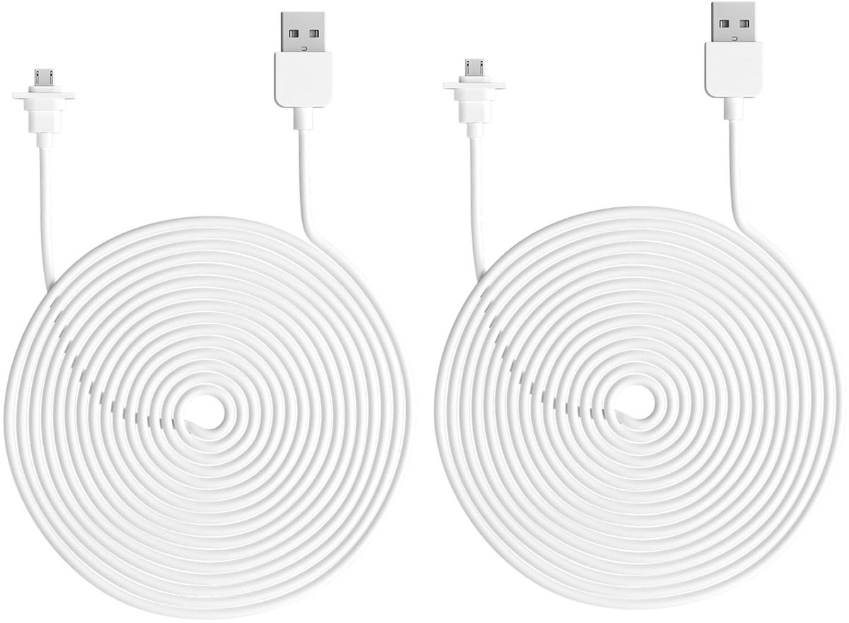 USB Verlengkabel 9m voor Buiten, Waterdichte Oplaadkabel voor Beveiligingscamera's, 2 Stuks, Ideaal voor EufyCam 2C Pro