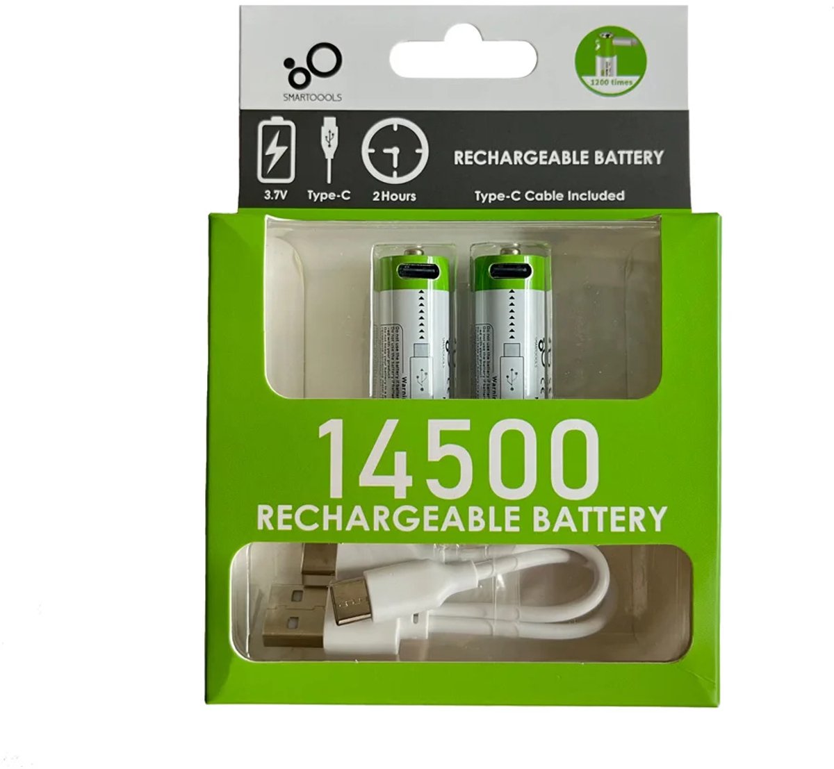 Oplaadbaar Li-ion 14500 3.7V Accu 2220mWh Hoge Capaciteit, 1200 Cycli, Vooraf opgeladen, Lage Zelfontlading voor Zaklampen Speelgoed en DIY