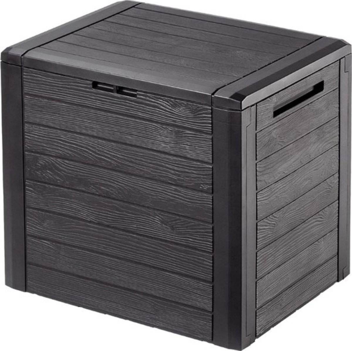Thuys - Tuinkasten voor Buiten - Tuinberging - Kunststof - 50x65x60cm - Zwart met Grijs - Hout Look