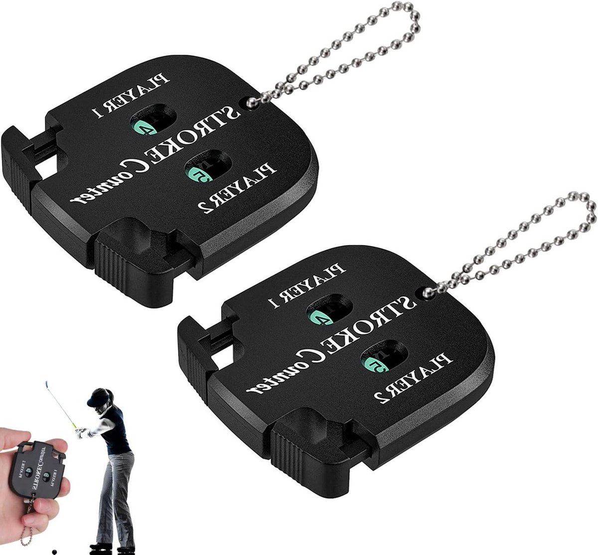 2 Stuks Golf Score Teller, Handige Score Indicator voor 2 Spelers, Compacte Golf Resultaat Tellers met Mini Formaat en Eenvoudige Bediening