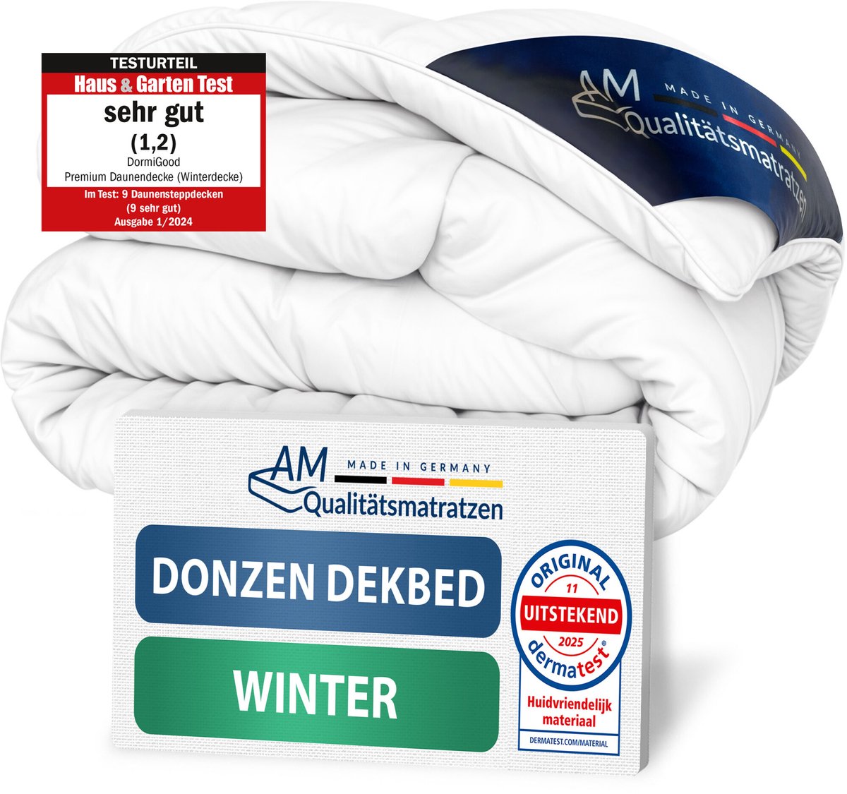 AM Qualitätsmatratzen - 100% dons - Extra warm donzen winterdekbed 135x200 cm - Winterdekbed 135 x 200 - Donsdekbed 135x200 - 100% Franse dons - Inlegwerk van katoen