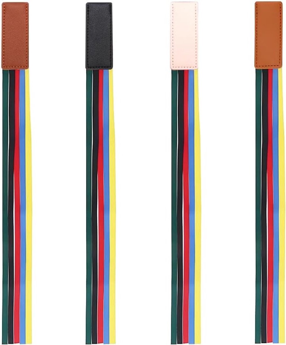 Set van 4 Faux Leather Boekleggers met Kleurrijke Ribbons voor Boeken, Bijbels en Leesaccessoires voor Boekliefhebbers