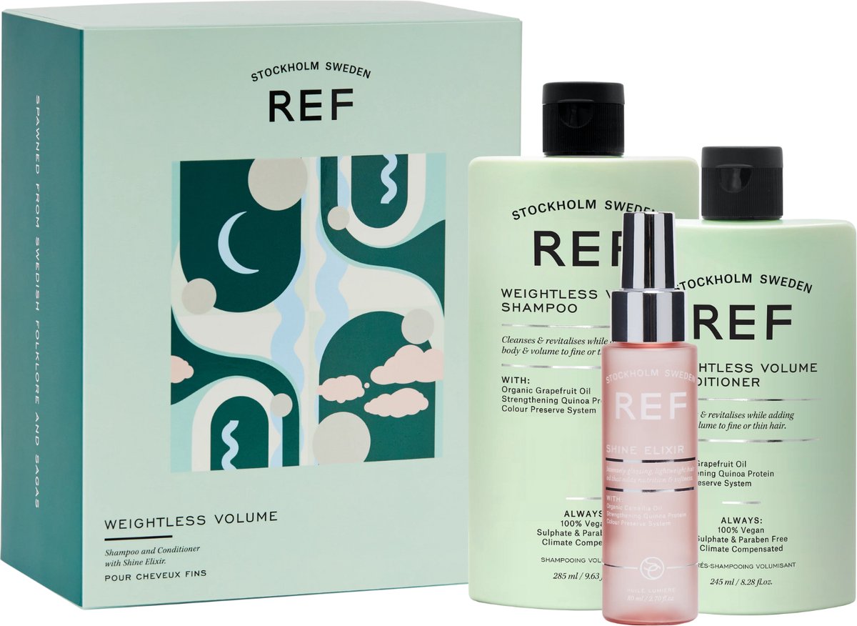REF Stockholm - Weightless Volume Giftbox 'The Nymph' - Weightless Volume Shampoo + Weightless Volume Conditioner + Shine Elixir - Ideale haarverzorging geschenkset - Cadeau tip!