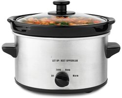 RUX® Slowcooker met timer - Slowcooker - Crockpot - Zilver - 25cm x 25cm x 20cm