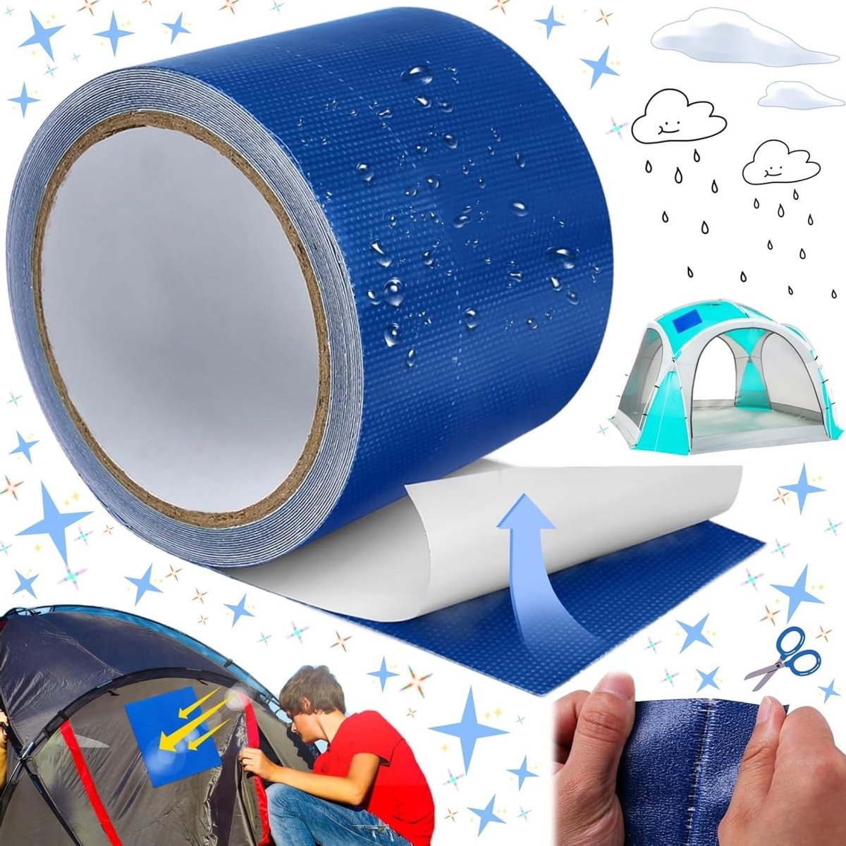 Dekzeil Reparatie Tape - Waterdicht Zeil Tape - Buiten Repareren - Sterke Hechting - 5 Meter Lang - Blauw