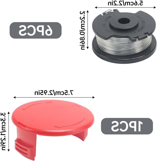 Set van 6 Trimmer Spoelen met Lijn Ø 1.6 mm voor Grastrimmer en Bosmaaier, Geschikt voor Diverse Modellen van Merkloos — afbeelding 5