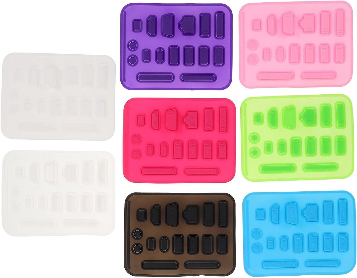8 sets kleurrijke stofhoezen voor USB en siliconen, bescherming tegen stof voor laptops en harde schijven