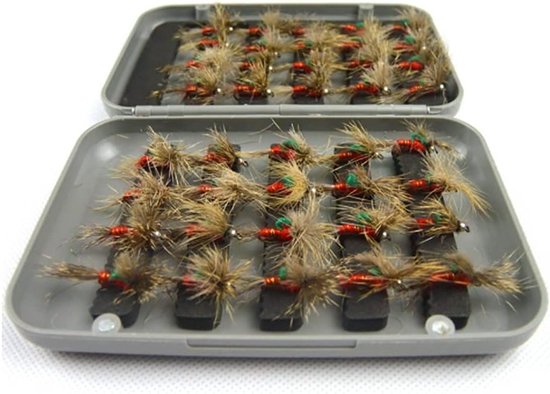 Allecto plus - Vliegvissen Vliegen Kit met Waterdichte Fly Box - Forel Vissen Set met 40 Stuks van Allecto Plus — afbeelding 2