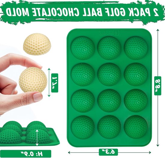 Siliconen Mallen voor Chocolade in Golfbalvorm - Set van 2 Stuks met 12 Holes voor Snoep en Chocolade Creaties van Merkloos — afbeelding 5