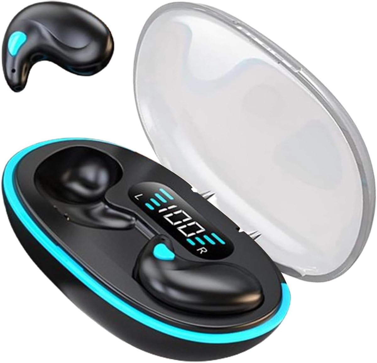 Slaaphoofdtelefoon met botgeleiding, hoofdtelefoon met digitaal led-display, draadloze in-ear hoofdtelefoon, sport-hoofdtelefoon, heldere draadloze audio-oortelefoon voor onzichtbare koptelefoons voor
