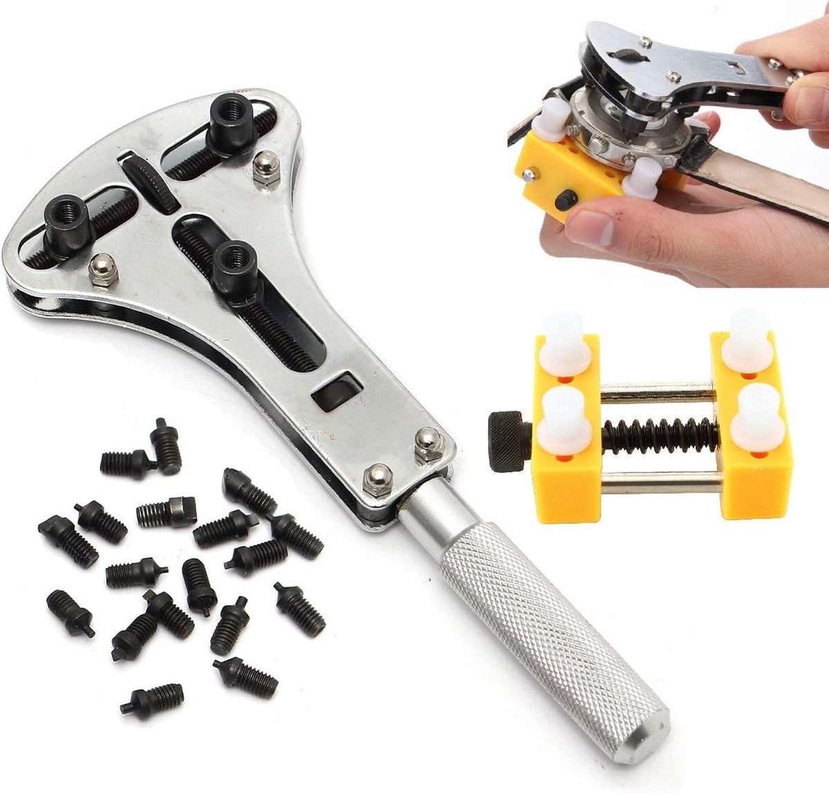 Horloge Reparatie Set - Horloge Achterkant Verwijderaar Tool - Verstelbare Drie-Punts Sleutel - Roestvrijstalen Constructie - Universele Maat Voor De Meeste Horloges - 1 Stuks Gereedschapsset - Voor Batterij Vervanging En Onderhoud