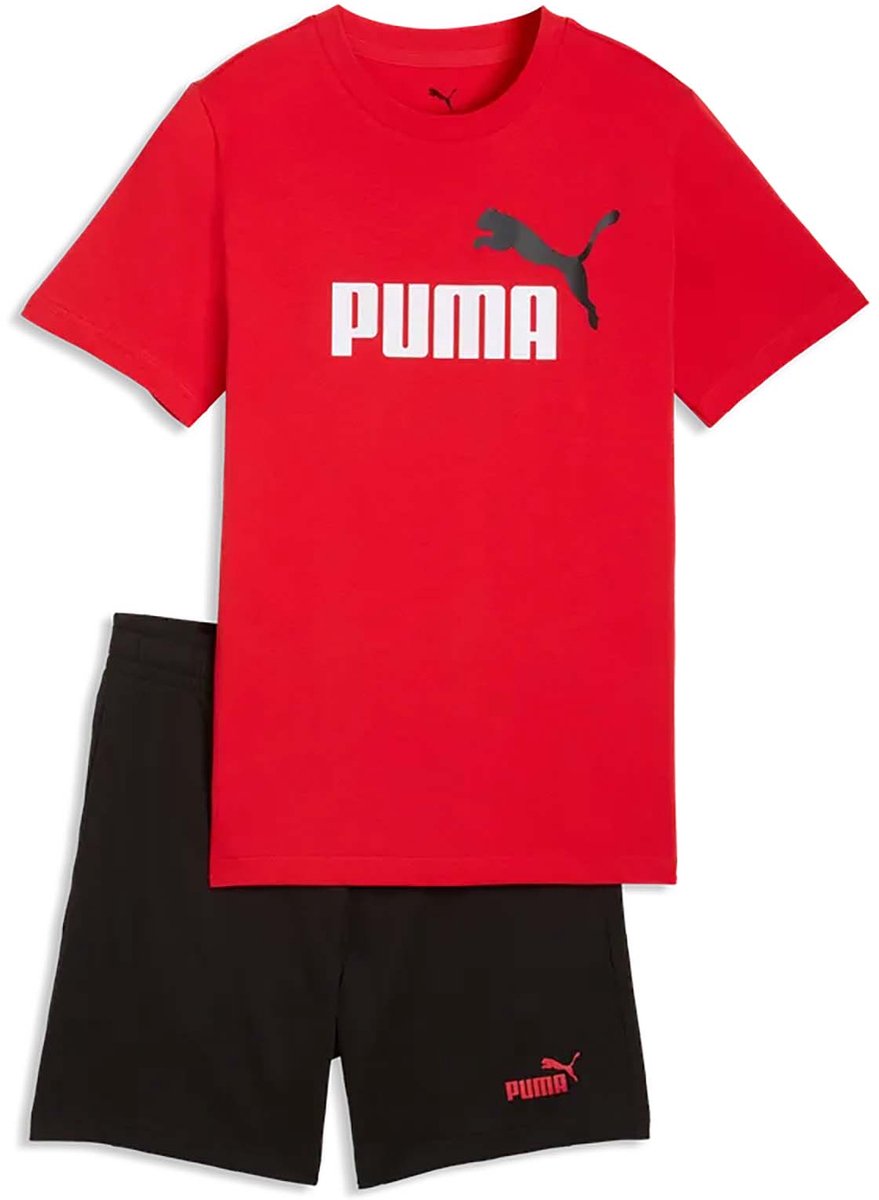 Puma Ess 2 Color No. 1 Logo Tee En Shorts Set B Fashion Wear Kinderen Rood