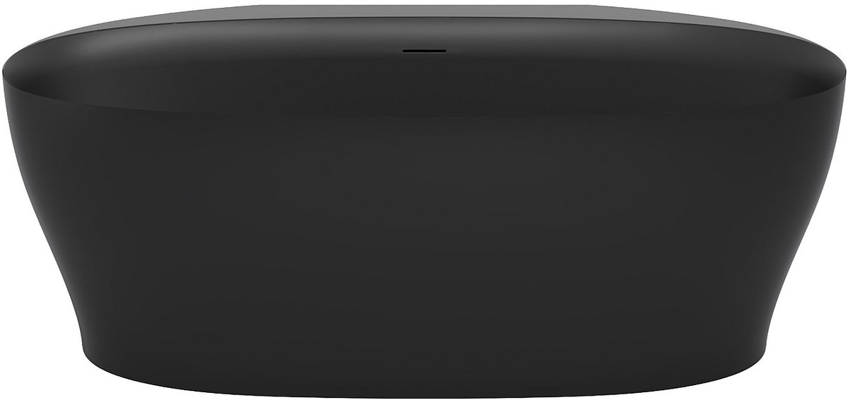 Vente-unique Half vrijstaand acryl bad - 220 L - 160 x 80 x 58 cm - Mat zwart - LUMEL