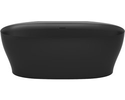Vente-unique Half vrijstaand acryl bad - 220 L - 160 x 80 x 58 cm - Mat zwart - LUMEL
