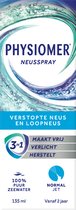 Fles neusspray met blauwe en groene golven op de doos. 100% puur zeewater, Normal Jet.