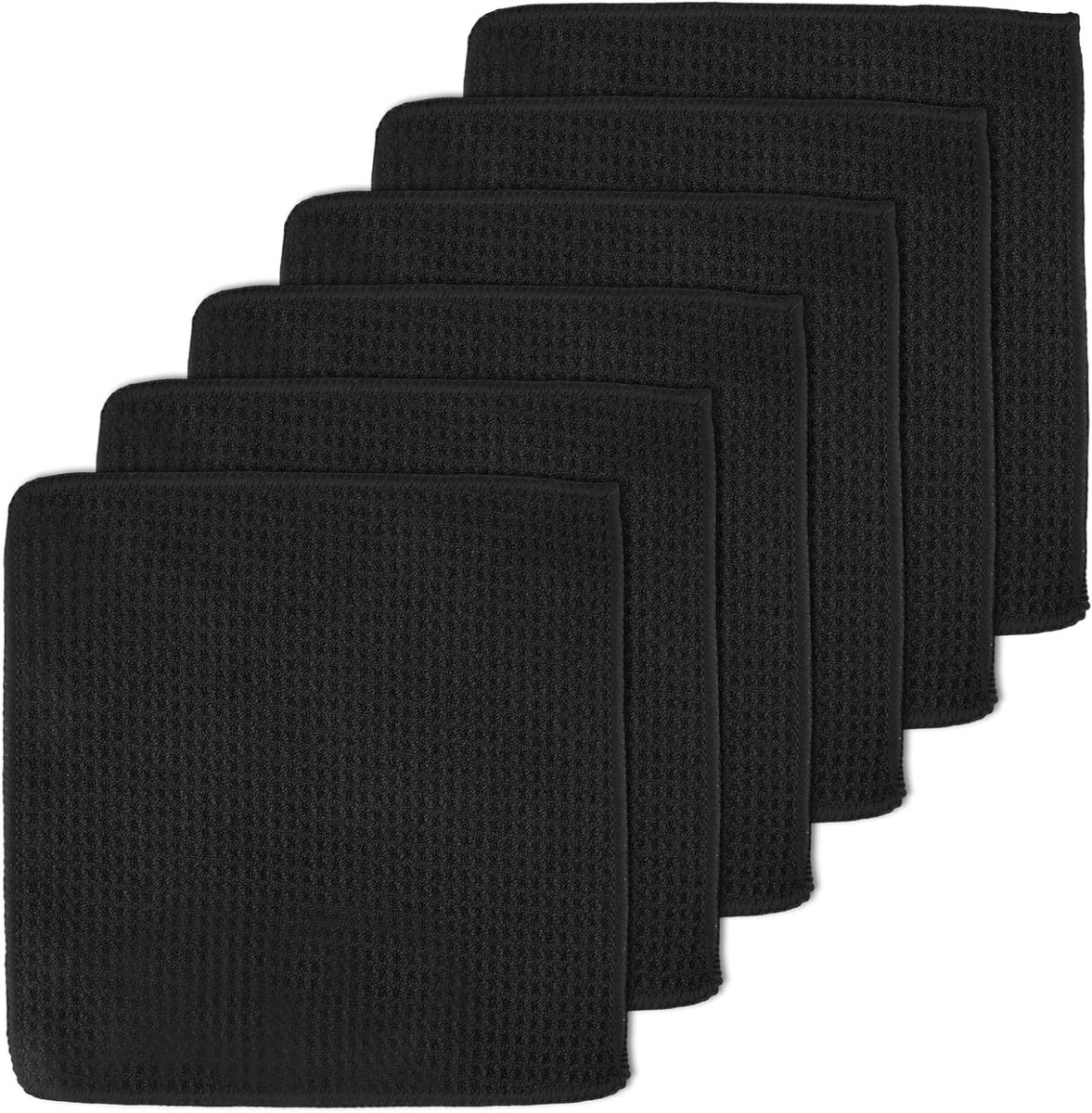 Set van 6 Wasbare Keuken- en Badkamerdoeken 20 x 20 cm Microvezel Super Absorberend Wafelstructuur Doeken voor Effectieve Reiniging