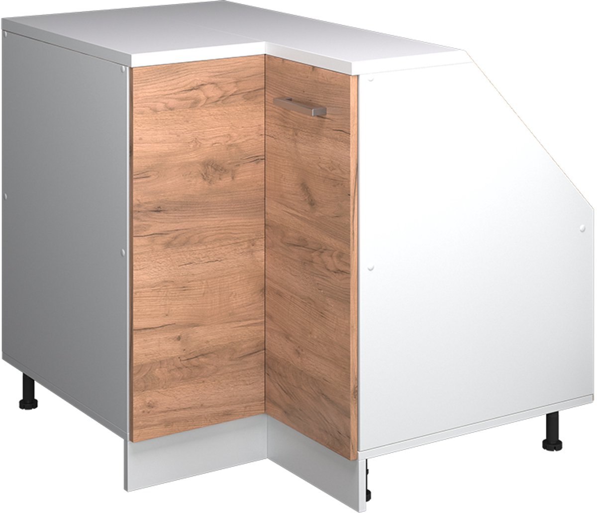 Vicco R-Line Hoekkeukenkast voor schuine wand – 75.6 cm met 1 deur, kastromp 60 cm diepte Krachtige eik goud