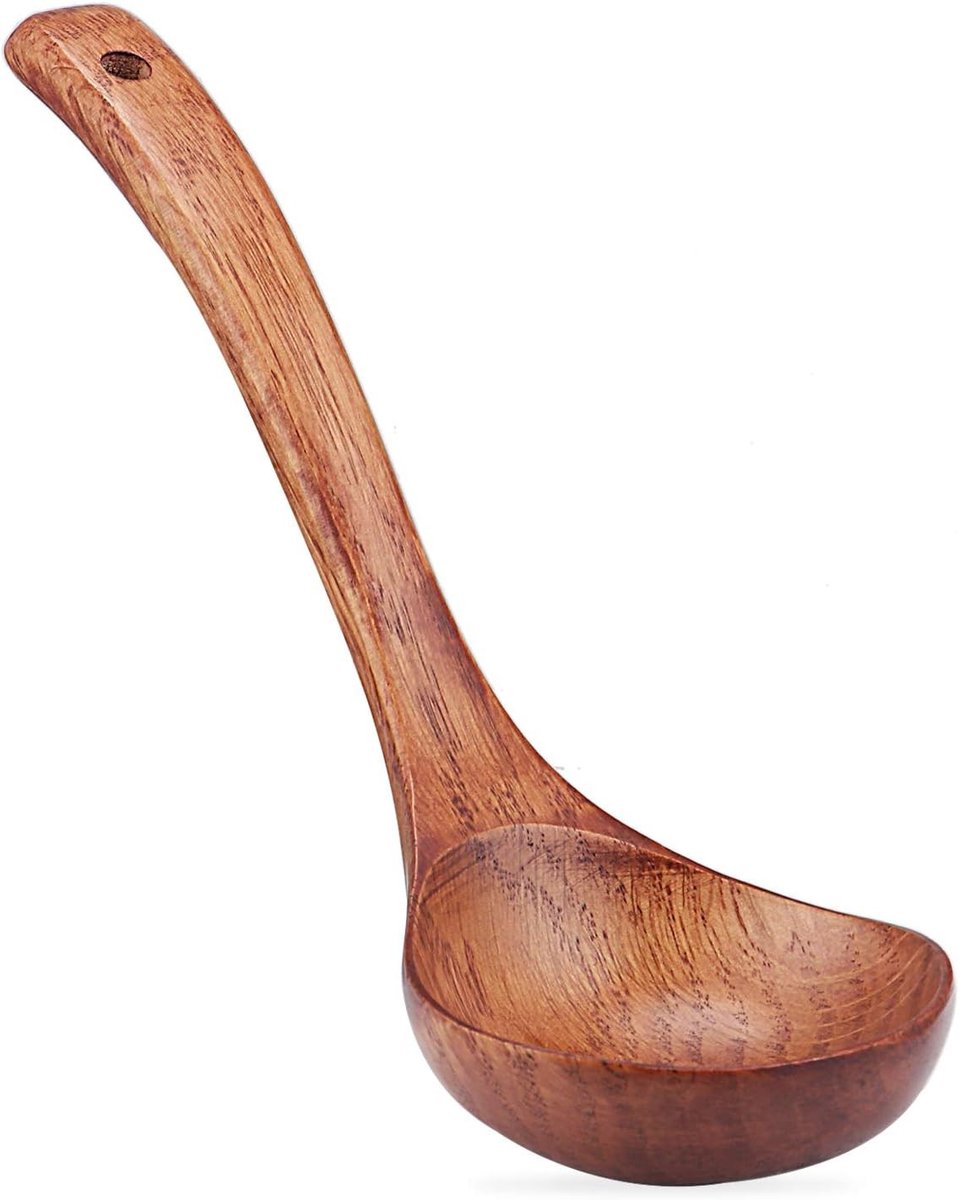 Houten Soeplepel van Natuurlijk Hout, Ideaal voor Soep, Pap en Stoofschotels - 27 cm Lang