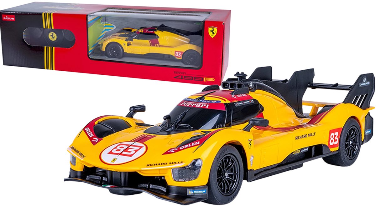 Jamara RC voertuig Auto - 402263 RC Auto - Ferrari 499P-N83 - 2,4GHz - Geel RC Model Kant en Klaar - 1:24 Bestuurbare Auto