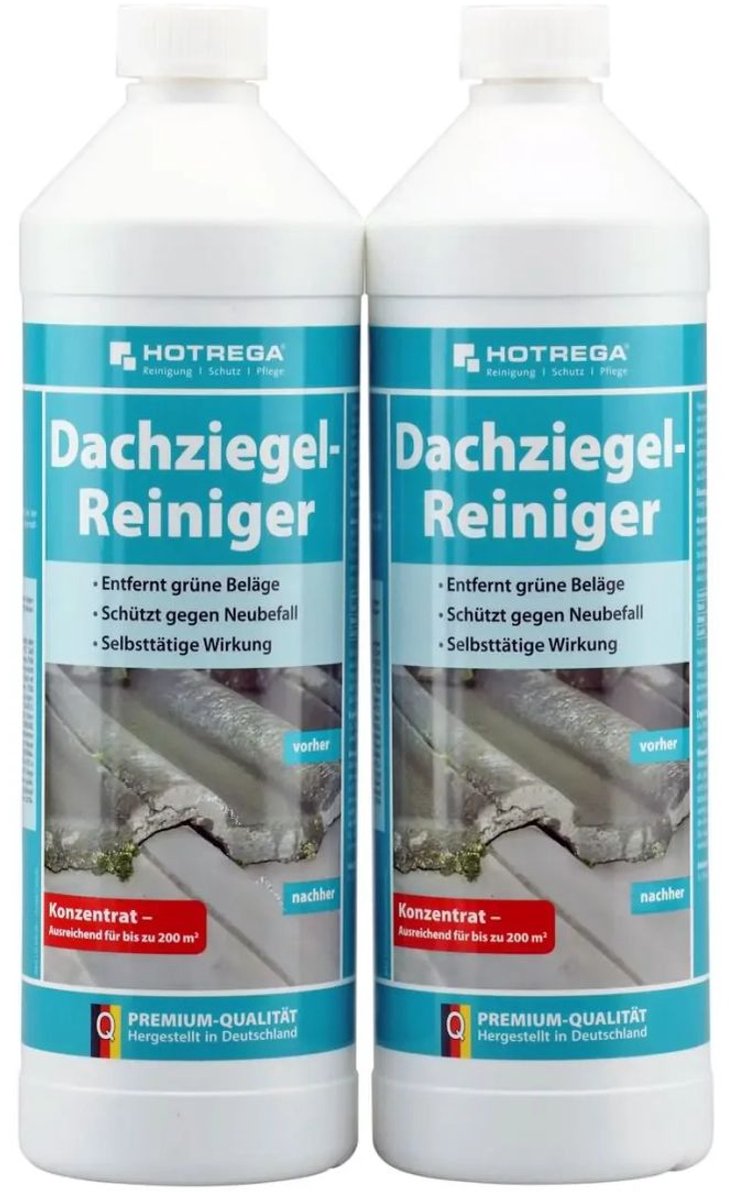 Dakpannen reiniger concentraat 2 x 1 liter – krachtig dak reinigen tegen mos, algen en vuil – zuinig in gebruik voor groot oppervlak – verlengt levensduur dakpannen professioneel