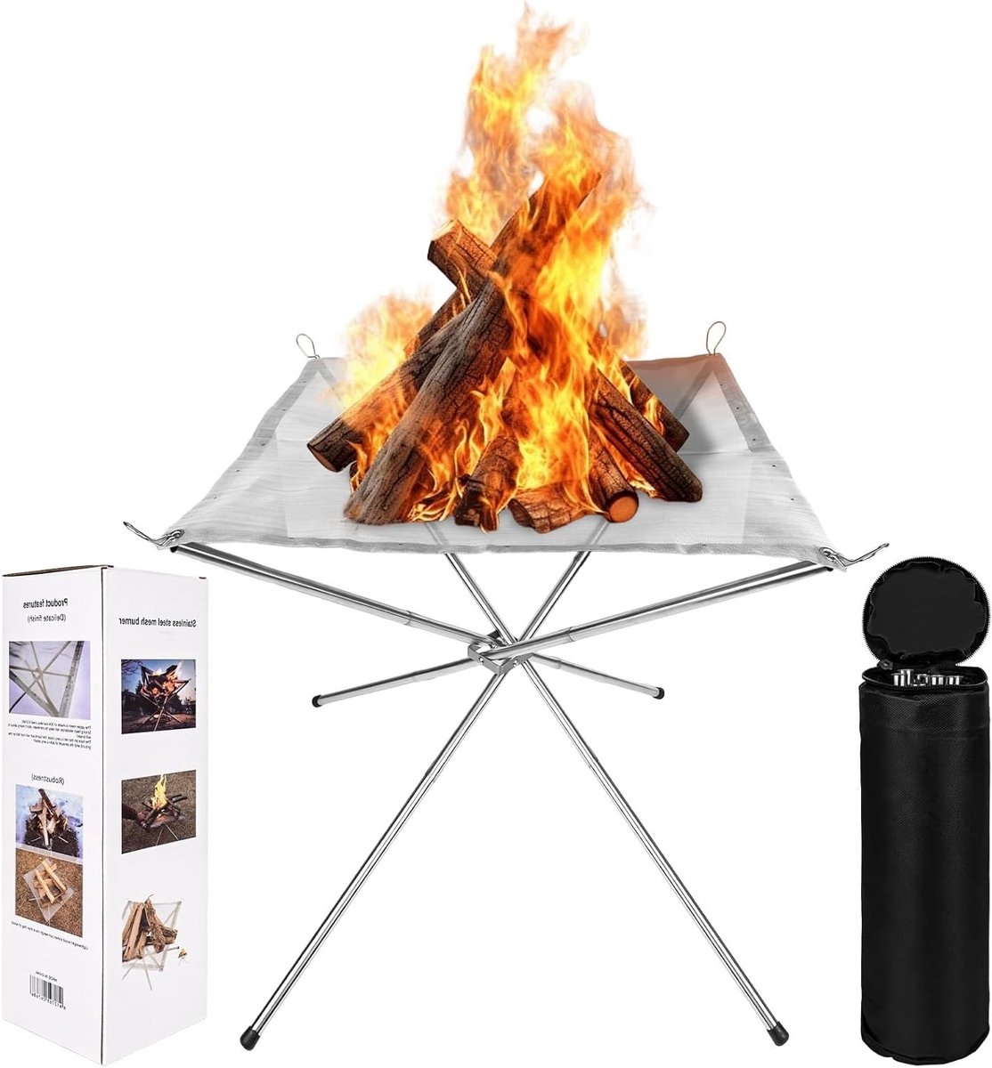 Stijlvolle Buitenhaard van RVS voor Tuin, Camping, Strand, BBQ en Picknick - Ideaal voor Gezellige Avonden