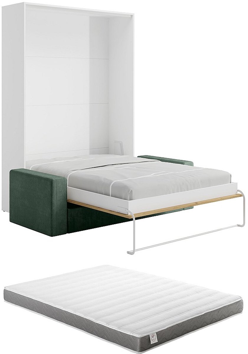 Vente-unique Bedkast hout natuurlijk licht, wit 140 x 200 cm