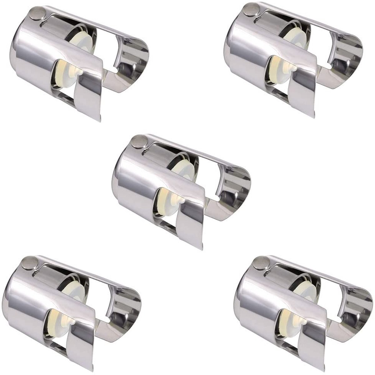 Dailygoods - Set van 5 Roestvrijstalen Champagnestoppers