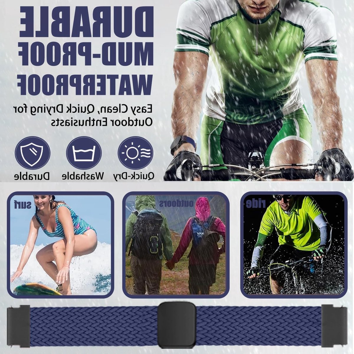 Woven Nylon Horlogeband 18mm 19mm 20mm 22mm voor Garmin, Galaxy, Amazfit en Huawei - Unisex Snelle Bevestiging met Magnetische Sluiting en Comfortabel Design