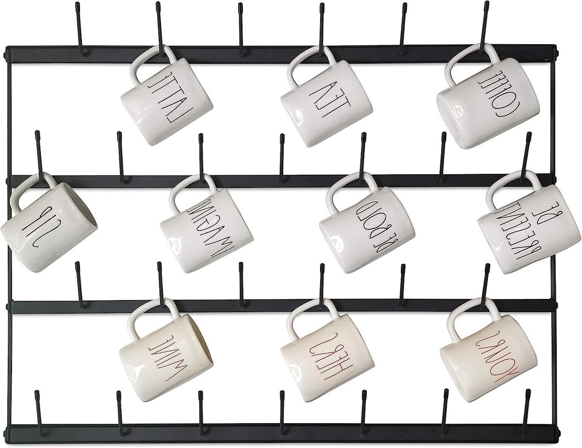 Muurbeugel voor Koffiekopjes, 4 Laags, Metalen Rek in Vintage Stijl voor Keuken en Koffiehoek
