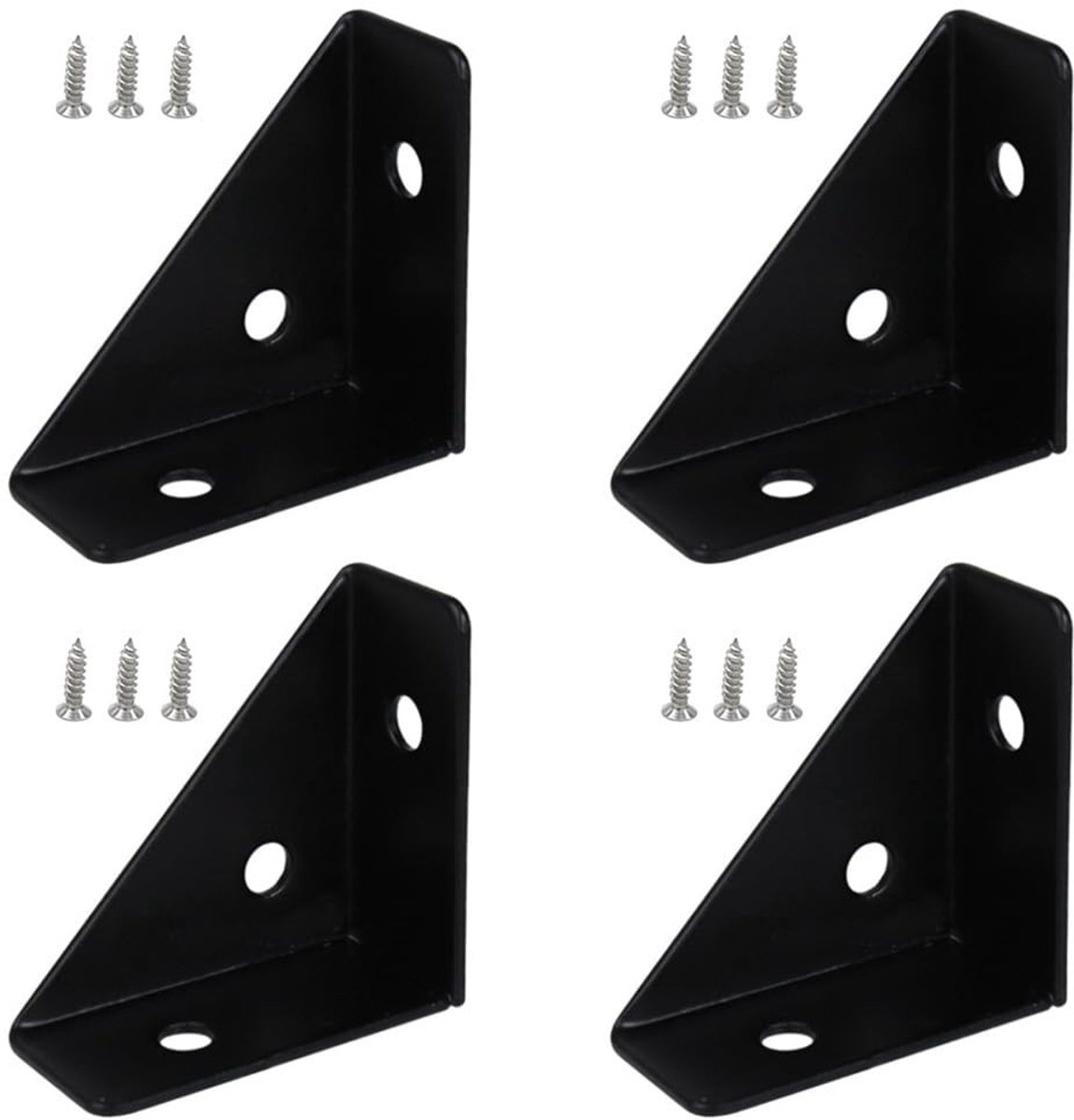 Dailygoody - Hoekbeugels - Metalen hoekbeugels voor meubels - Zwart - Stevige ondersteuning - Ideaal voor kast en bureau - 4 stuks