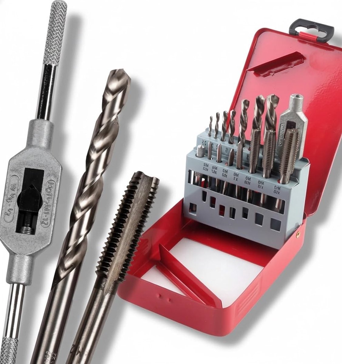 Dailygoods - Dailygoody - Schroefdraadsnijset - Draadboorset - 16-delige set voor schroefdraadbewerking - Metaal, Hout, Kunststof - Professioneel gereedschap - Per