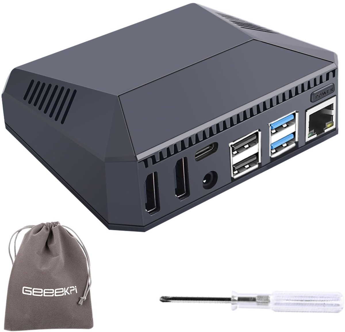 Dailygoods - Dailygoody - Argon One Aluminium Case - Raspberry Pi 4 - Koelventilator - Space Grey - Retro Gaming - Films en Muziek - Ondersteunt Heatsink