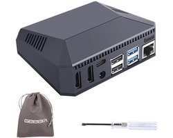 Dailygoods - Dailygoody - Argon One Aluminium Case - Raspberry Pi 4 - Koelventilator - Space Grey - Retro Gaming - Films en Muziek - Ondersteunt Heatsink