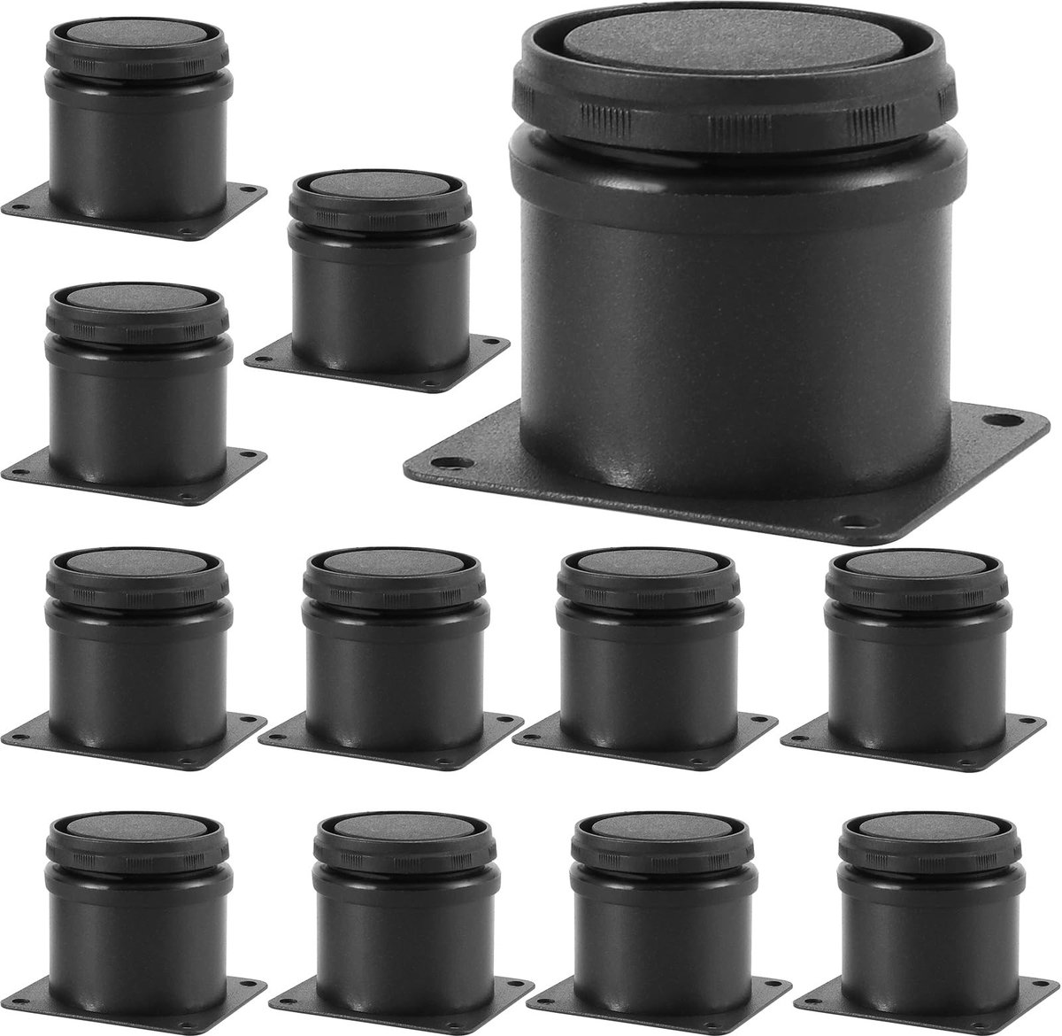 Dailygoods - Dailygoody - Meubelpoten - Zwarte verstelbare meubelpoten - Stabiel en duurzaam - Roestvrij staal - Geschikt voor diverse meubels - 16 stuks