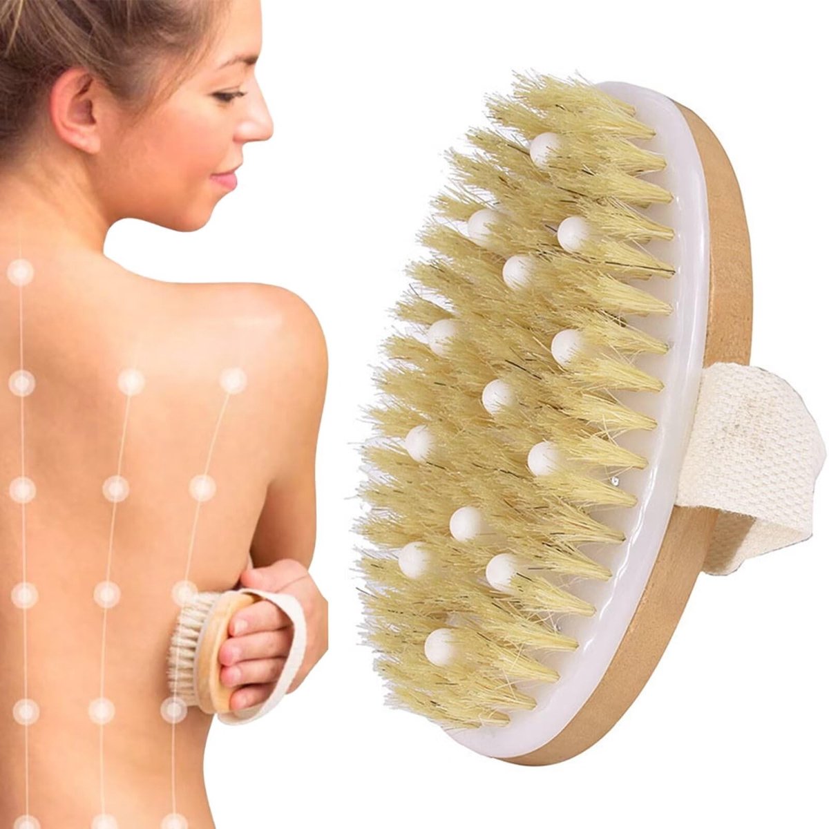 Dailygoods - Dailygoody - Droogborstel - Peelingborstel - Natuurlijke haren - Massageborstel - Vermindert cellulitis - Voor een stralende huid