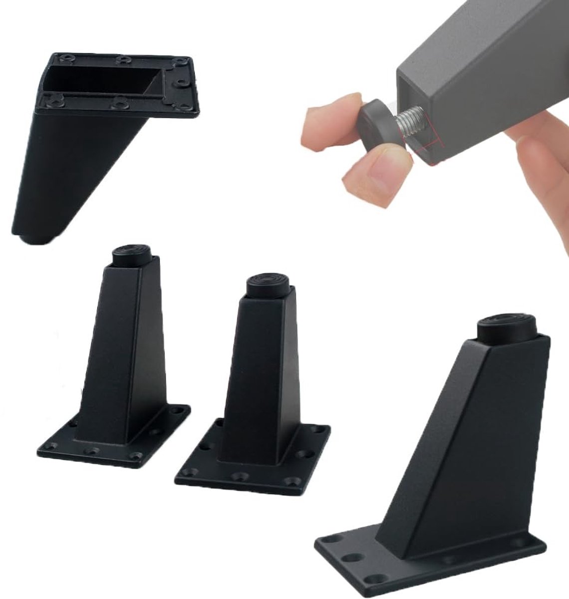 Dailygoods - Dailygoody - Meubelpoten - Anti-slip - Verheffen standaard 3 inch - Zwart - Ondersteuning voor meubels - Geschikt voor reinigingsrobots - 4 stuks