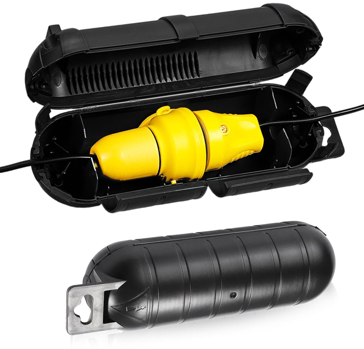 Dailygoods - Dailygoody - Kabelbox - Waterdicht - Ideaal voor binnen en buiten - Zwart - Beschermbox voor verlengkabel - Veilig en praktisch - 2 stuks