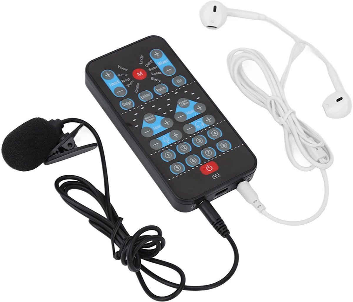 Dailygoods - Dailygoody - Live Geluidskaart - Stemwisselaar - Mini-geluidskaart voor Gaming en Karaoke - 8 Effecten - Geschikt voor Mobiele Telefoons en Computers