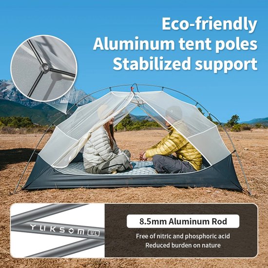 Brandistry - Ultralichtgewicht tent - Tent - Trekking Tent - Kampeertent - Tweepersoons - 3 seizoenen - Waterdicht - Blauw van Brandistry — afbeelding 3