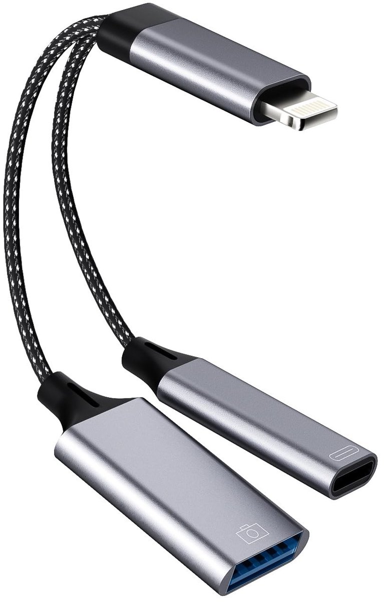 Dailygoods - 2-in-1 Lightning USB Adapter voor iPhone en iPad