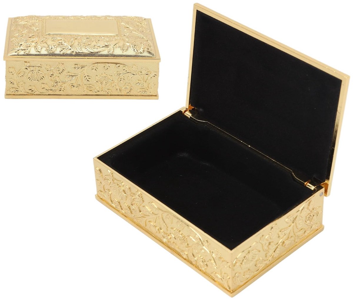 Dailygoods - Dailygoody - Vintage Metalen Herinneringsdoos - Sieraden Opbergkist - Kunstmatig Verouderd - Goudkleur - Dames - Ideaal voor Cadeaus - Compacte Afmeti.