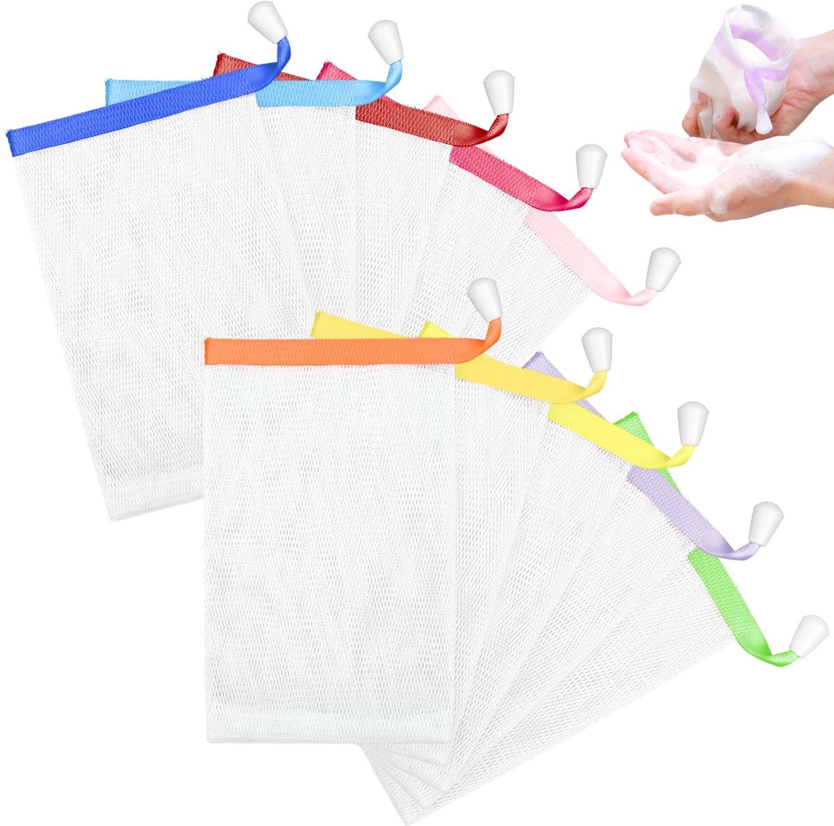 Dailygoods - Dailygoody - Zeepnet - Nylon zeepzakjes - Voor gezichtsreiniging - 10 stuks - Schuimnetten - Praktisch voor baden - Geschikt voor alle huidtypes
