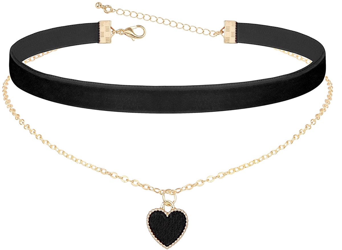 Dailygoods - Dailygoody - Choker halsband - Gelaagd en verstelbaar - Perfect voor gothic stijl - Dames sieraden - Uniek design - Geschikt voor elke gelegenhei