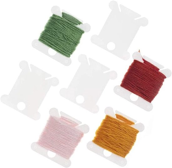 100 Stuks Witte Plastic Spoelen voor Borduurdraden - Draadopbergers voor Naai- en Borduurprojecten, Perfect voor Handwerken en Creatieve Klussen — afbeelding 5