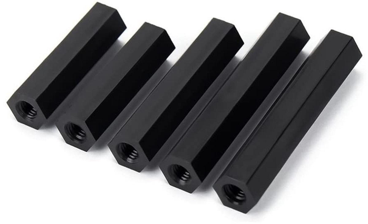 Dailygoods - Dailygoody - Vrouwelijke Hex Spacer Standoff - Nylon bevestigingsmiddelen - Zwart - M4x35mm - 20 stuks - Geschikt voor diverse toepassingen