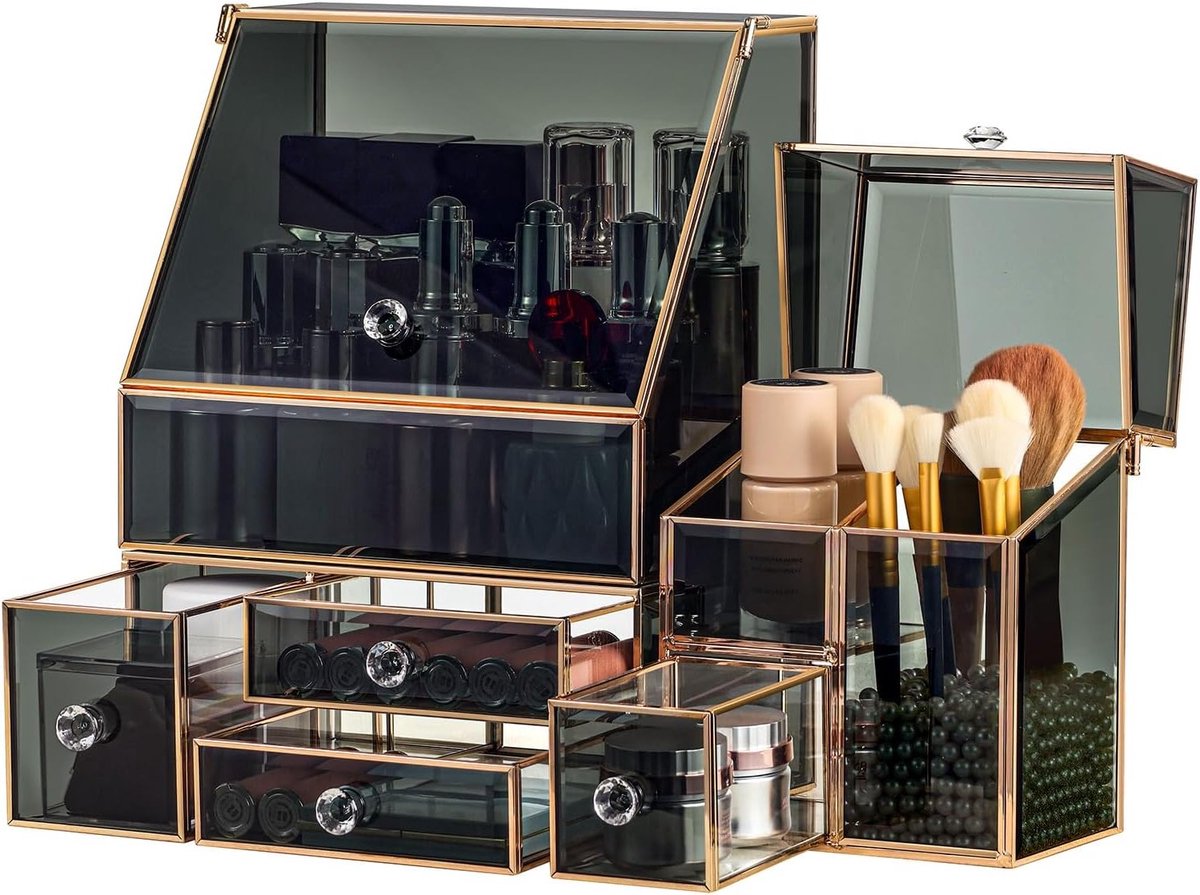 Cosmetica en Sieraden Opbergdoos, Grote Makeup Organizer voor Huidverzorging, Praktische Dressing Table Organizer in Zwart, Perfect als Cadeau voor Kerstmis